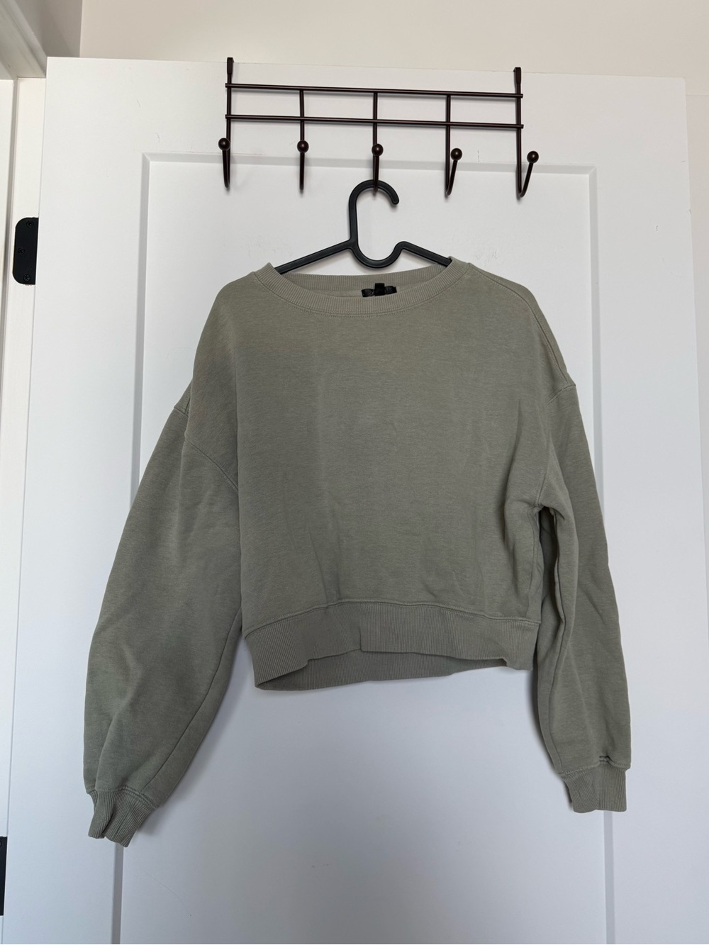 Dynamite Cropped Crewneck Sweater in Olive